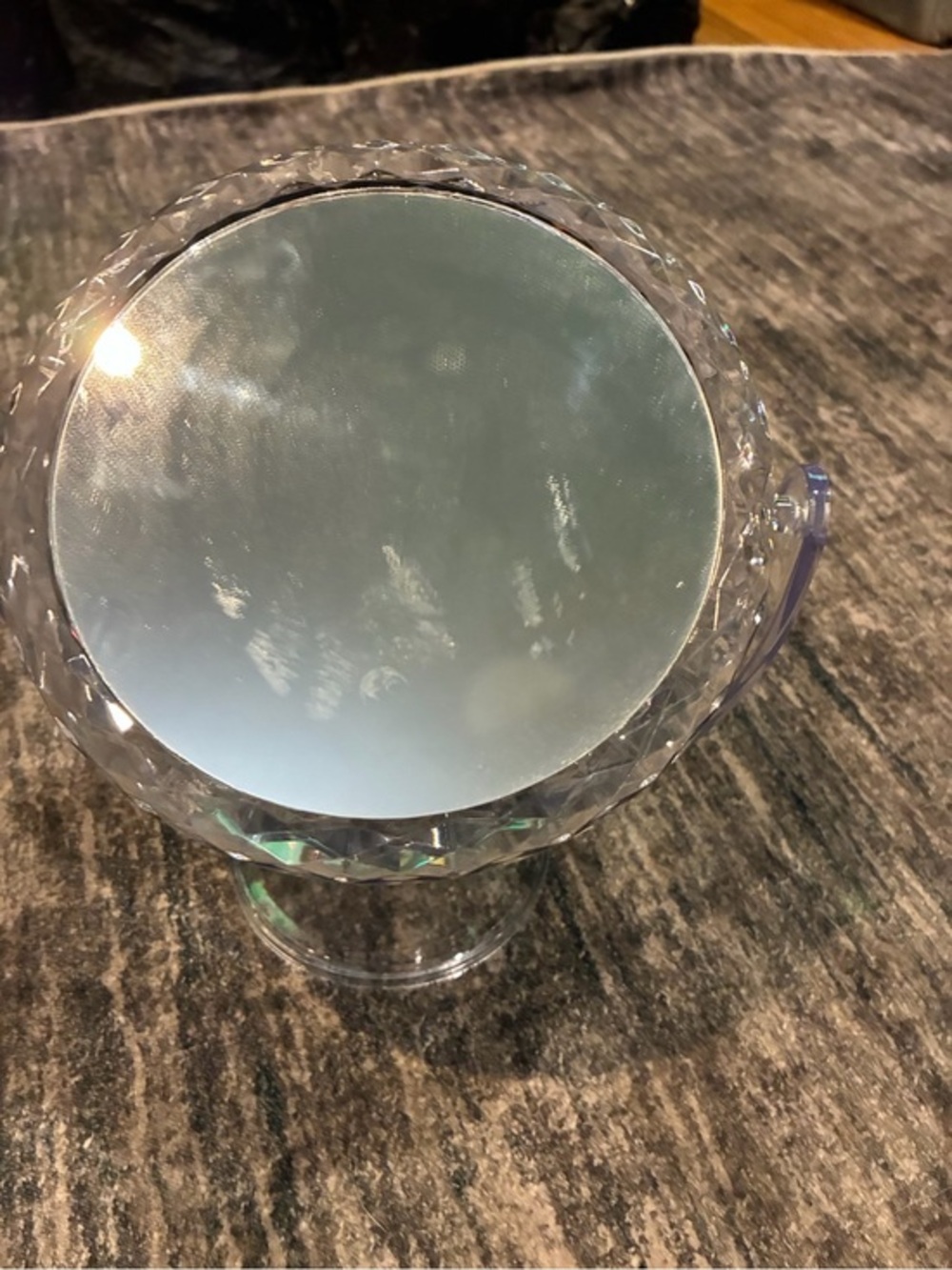 Clear Crystal-Style Round Vanity Mirror | Clear